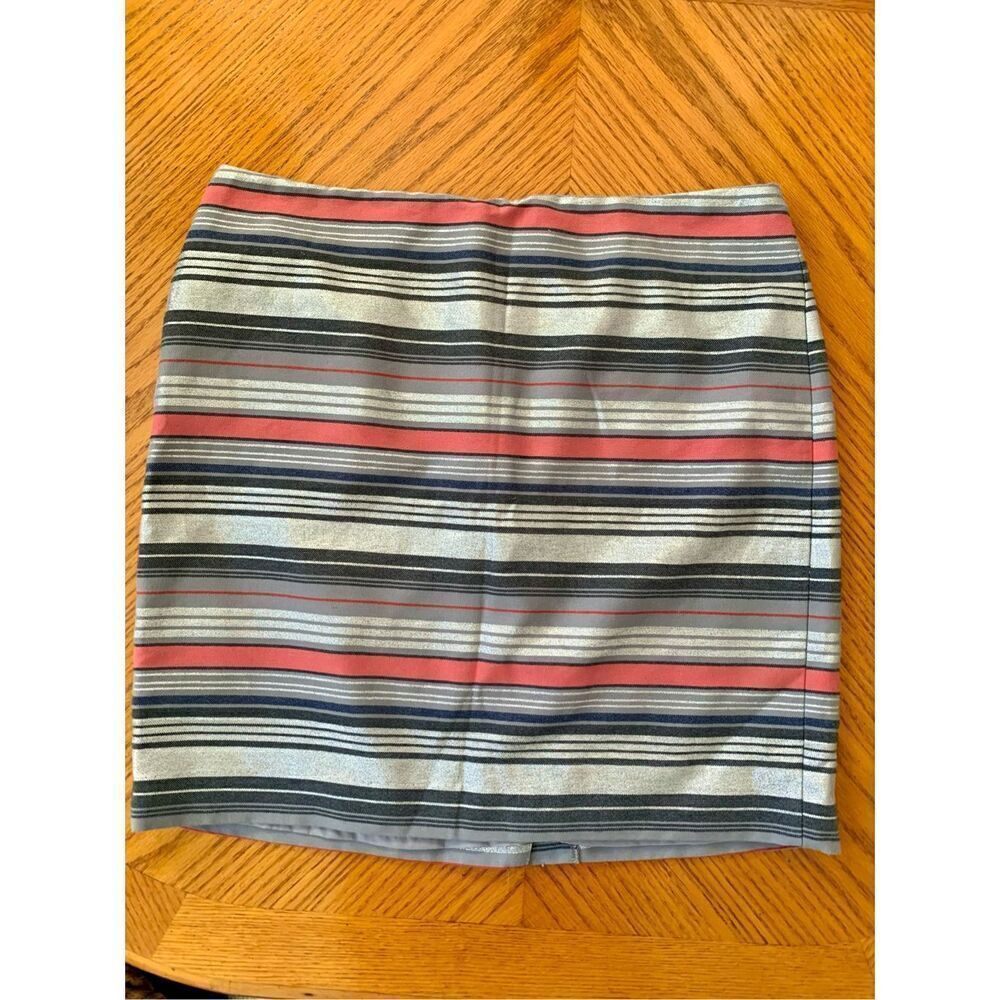 Banana Republic Multicolor Metallic Striped Straight Skirt Womens 14 NWT